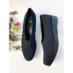 Stuart Weitzman Women's Slip-on Stretch Fabric Wedge Loafers Navy Blue Size 8